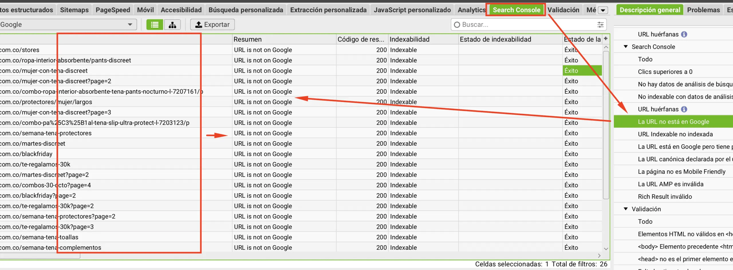 Cómo detectar URLs no indexadas con Screaming Frog y la API de Google Search Console
